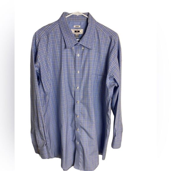 #131 JOSEPH ABBOUD Blue Plaid Button Down Shirt - Picture 1 of 7